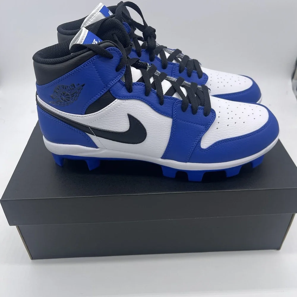 Air Jordan 1‎ Retro MCS Baseball Cleats Blue Black White AV5354-411 Men's 10.5